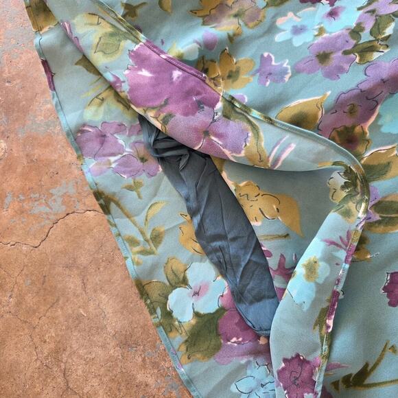 Vintage 90s Y2K Floral Midi Skirt Size M Fairy Whimsy Lined Van Heusen Blue - Picture 5 of 8